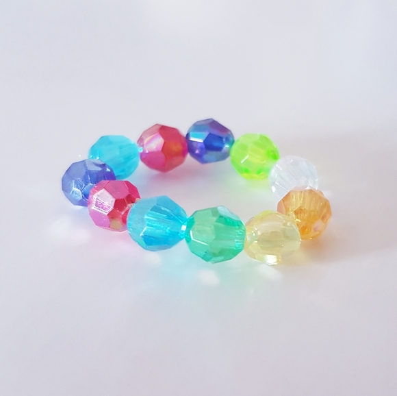 Bejeweled Ring Multi Colored Beads  Handmade Jewelry s8-9 - Picture 4 of 14